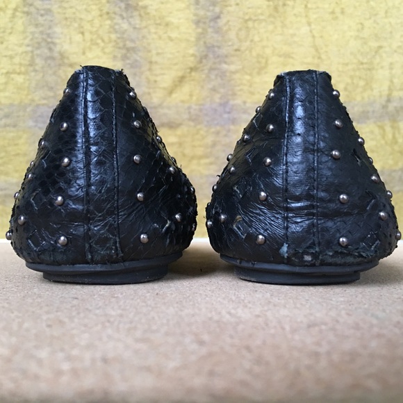 Sam Edelman Studded Black Reptile Leather Flats - Picture 4 of 6